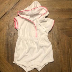Janie and Jack Swimsuit Coverup Romper w/Pink Trim